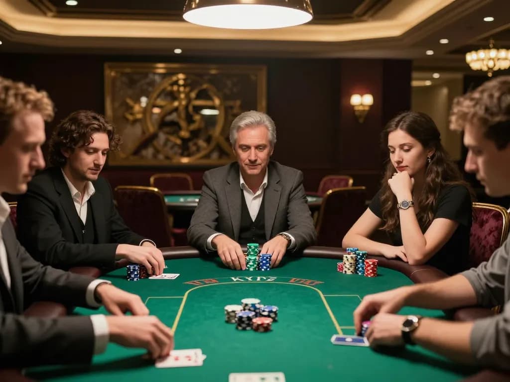 Players engage in a high-stakes poker game, showcasing ku88q's competitive atmosphere and strategic gameplay.