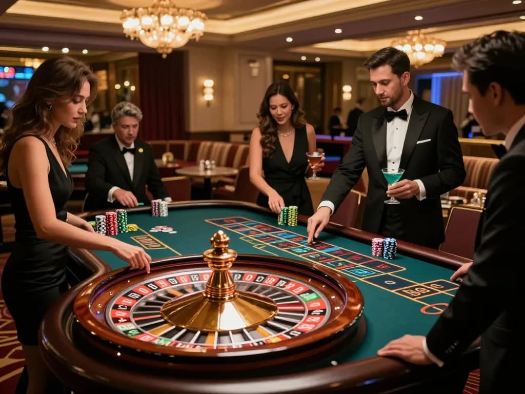 Engaging roulette action highlighting kèo nhà cái hôm nay in an upscale casino environment.