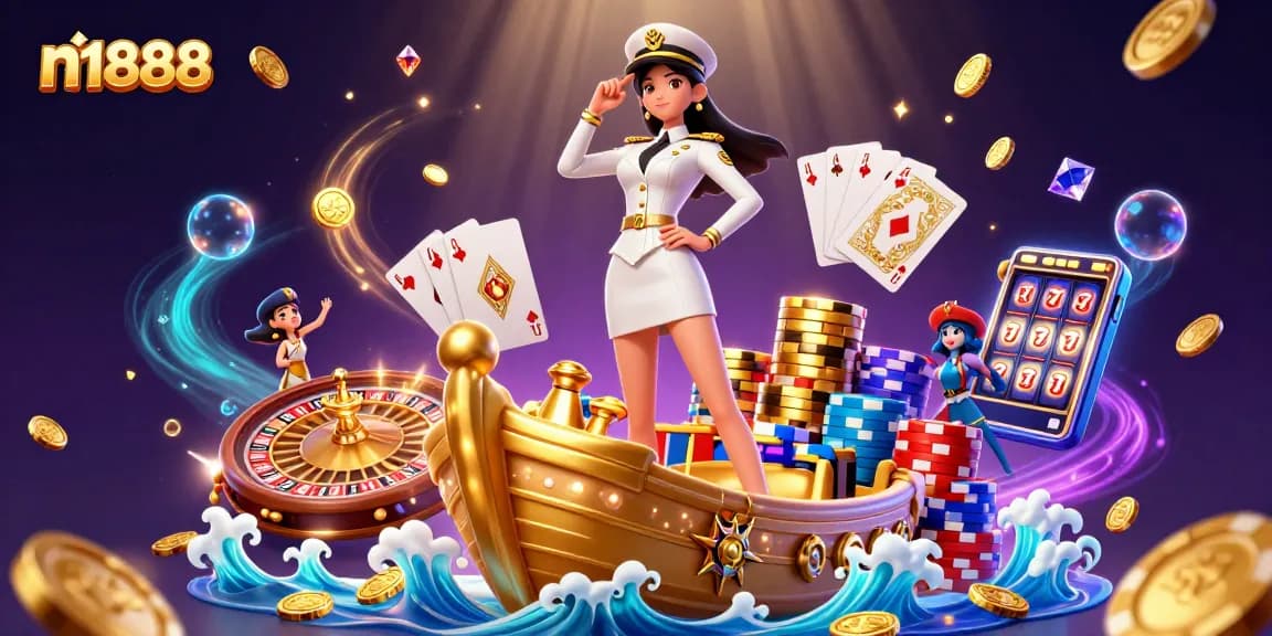 Experience thrilling gaming moments with n1888 as you win big among cascading coins and vibrant casino elements.