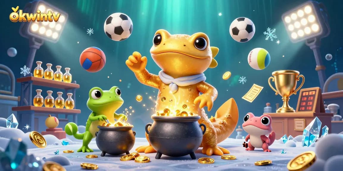 Bet on the thrilling action of okwintv with sports balls and alchemist characters in a magical lab.