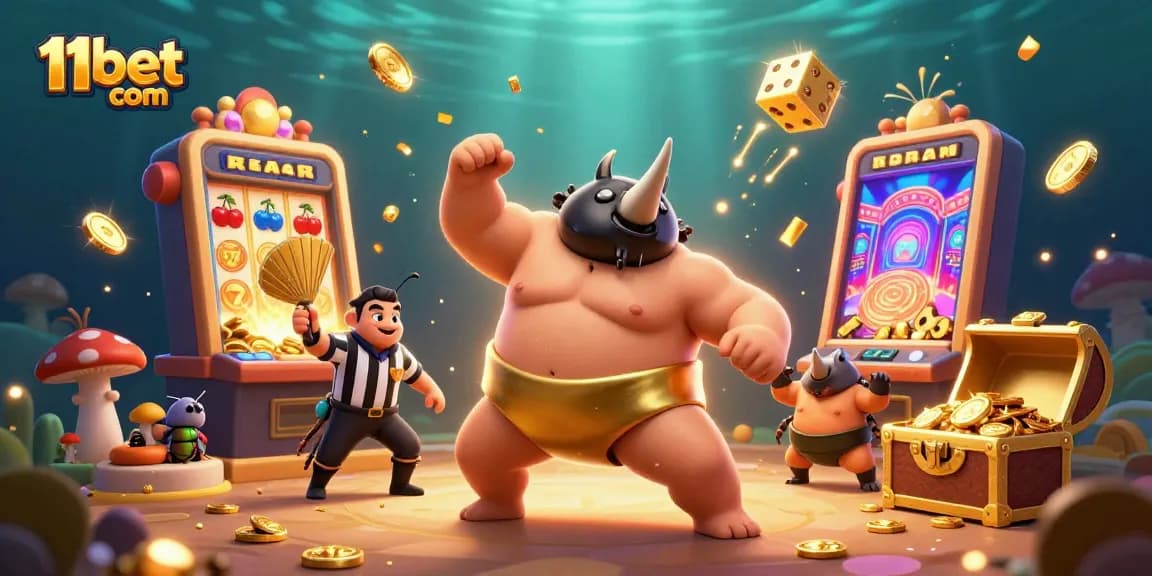 Experience thrilling gameplay with 11bet com, where coins fly and jackpots burst in this vibrant casino scene.