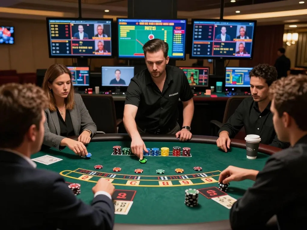 Players strategizing at the b52 club online blackjack table, creating engaging moments in a thrilling atmosphere.