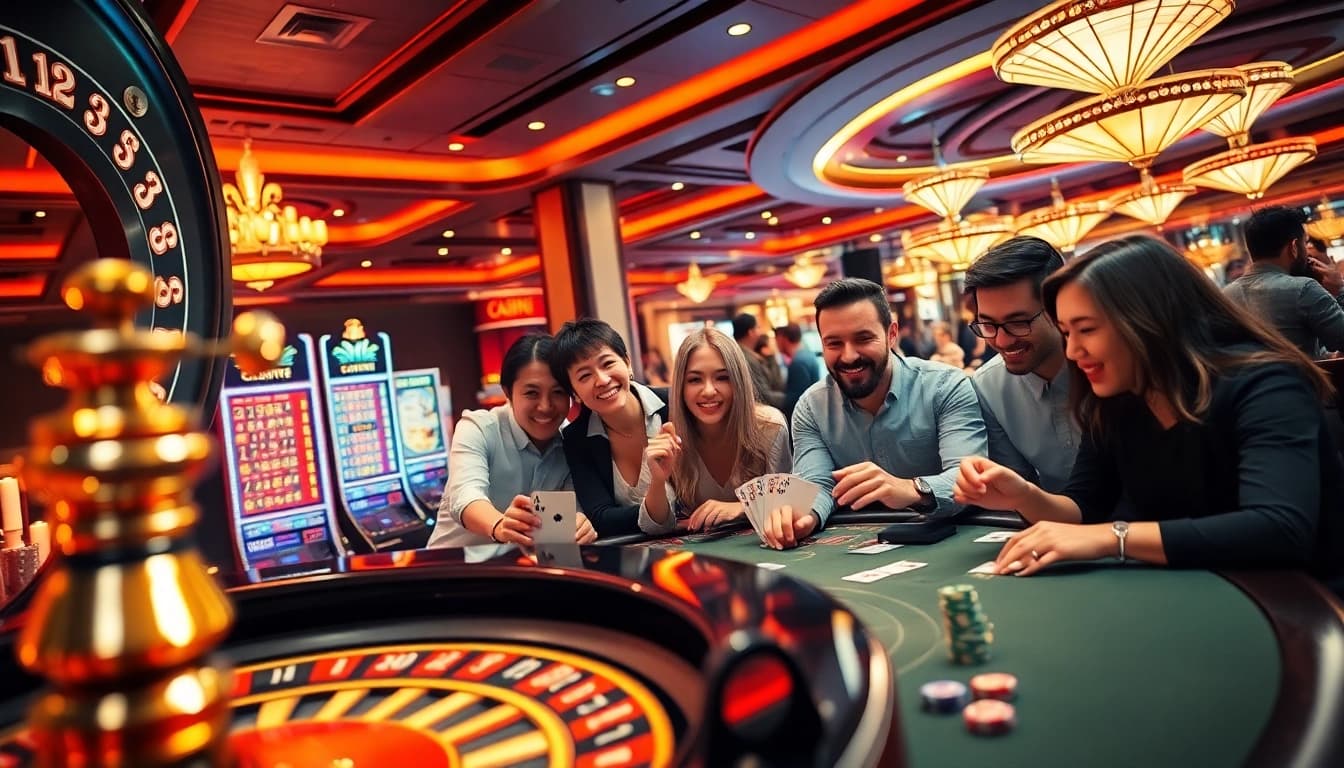 Experience the thrill of gambling with Link mới nhất ps99 in a vibrant casino scene featuring exciting games.