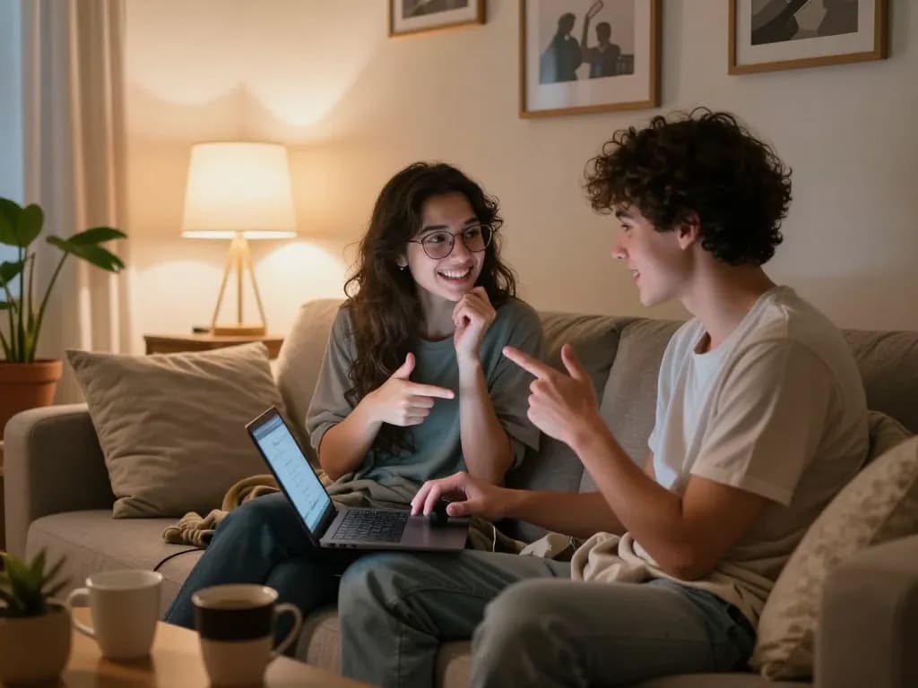 Users enjoying sexting AI interactions in a cozy, intimate setting.