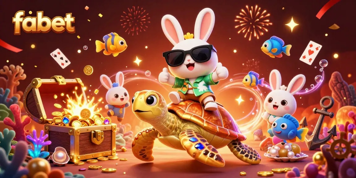 Join the fabet adventure with a lucky rabbit and golden sea turtle in an exciting underwater scene.