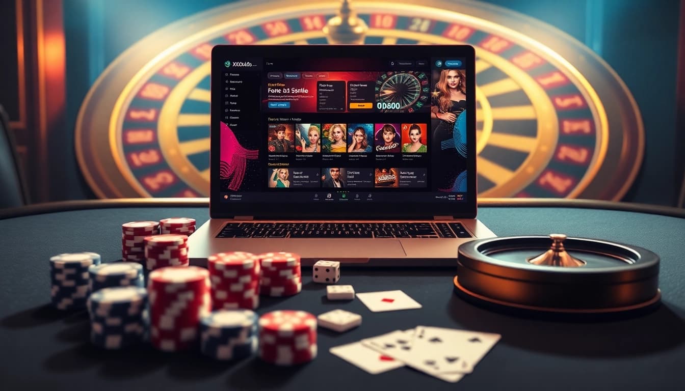 A thrilling online casino scene from https://xx88.lol/ featuring poker chips and a roulette wheel.