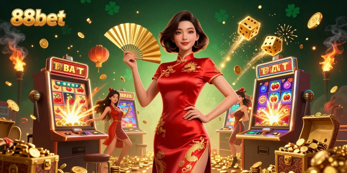 Win big at 88bet with vibrant casino action and luxury elements in 3D illustration art.
