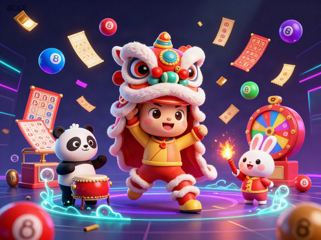 Experience the excitement of abc8 with a colorful animated lottery celebration featuring dancing characters and festive elements.