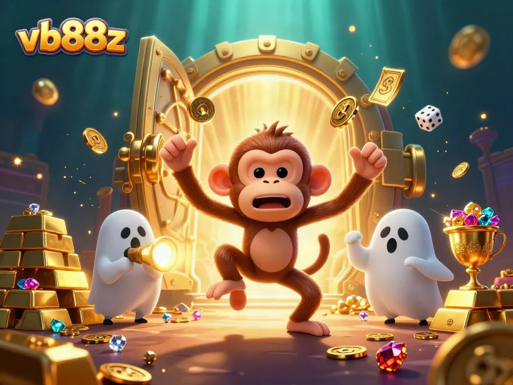 Engage with vb88z as playful characters navigate a vibrant casino filled with treasures.