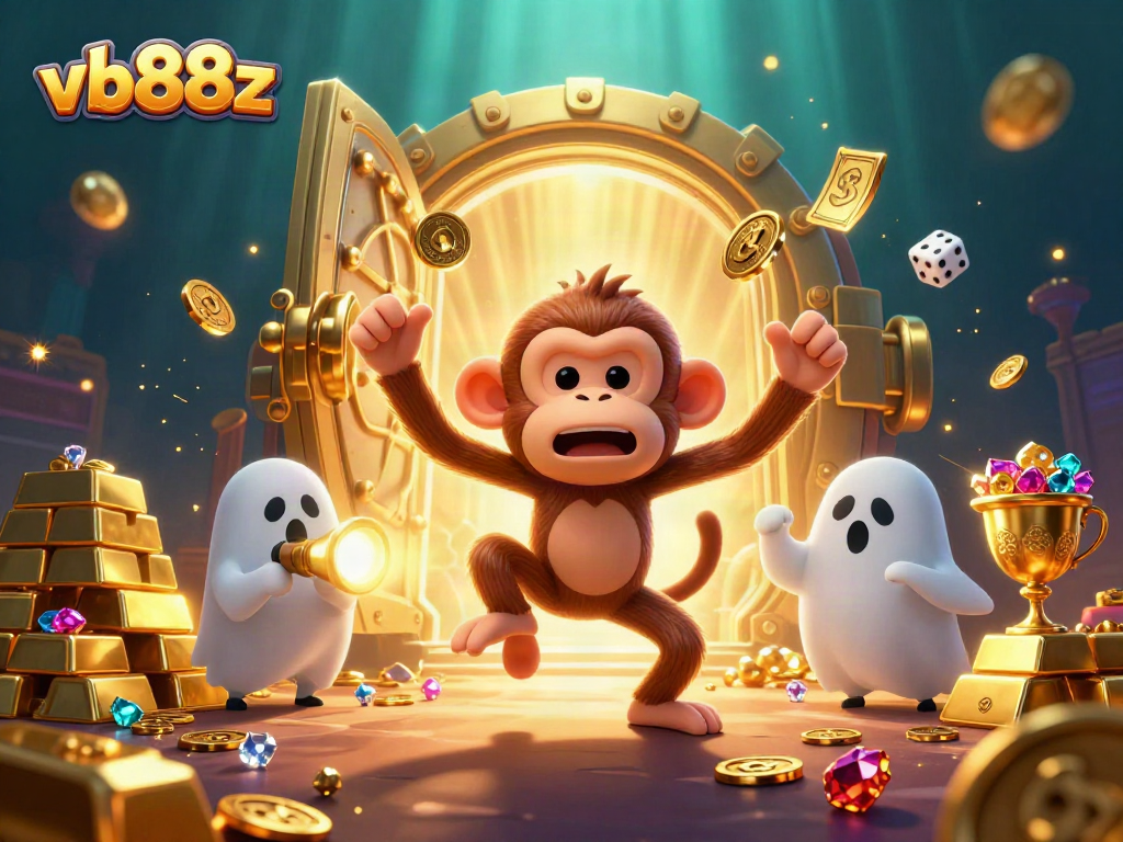 Engage with vb88z as playful characters navigate a vibrant casino filled with treasures.