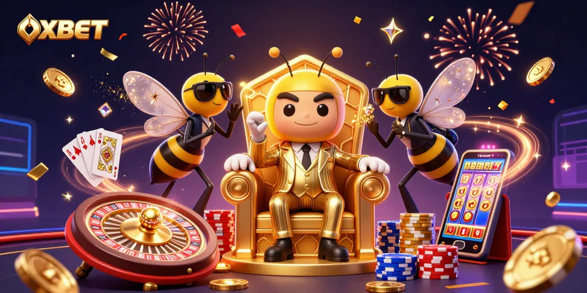Experience thrilling gaming adventures at OXBET with this vibrant illustration showcasing dynamic casino elements.