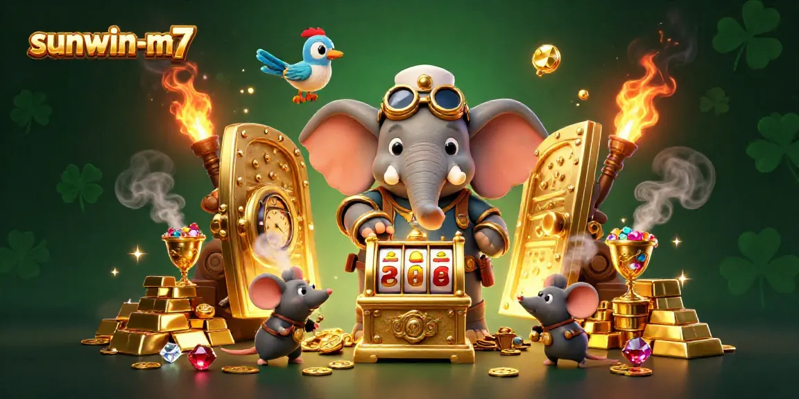 Experience the thrill with sunwin-m7's dynamic steampunk slot machine setup bursting with treasures.