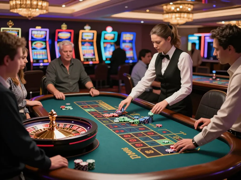 Players placing bets at a roulette table while enjoying the vibrant casino atmosphere of SC88