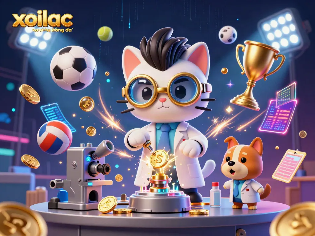 Experience the thrill of xoilac tv trực tiếp bóng đá featuring 3D comic-style characters and vibrant sports elements.