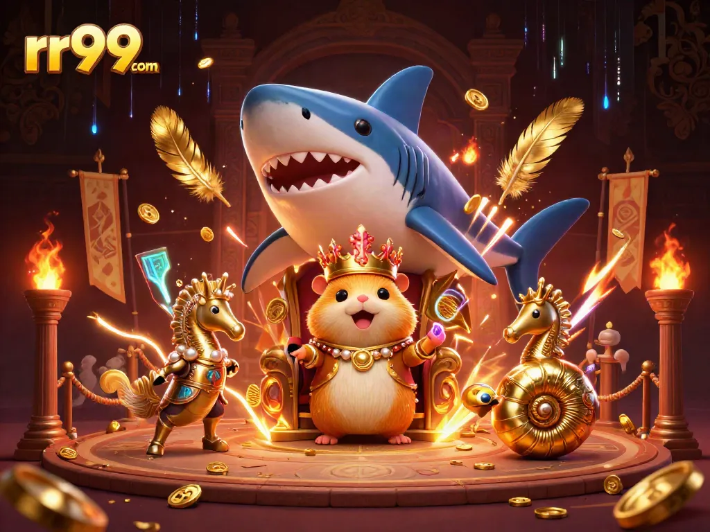 Engage with exciting gameplay at rr99 com, featuring a vibrant casino scene with royal characters and glowing elements.
