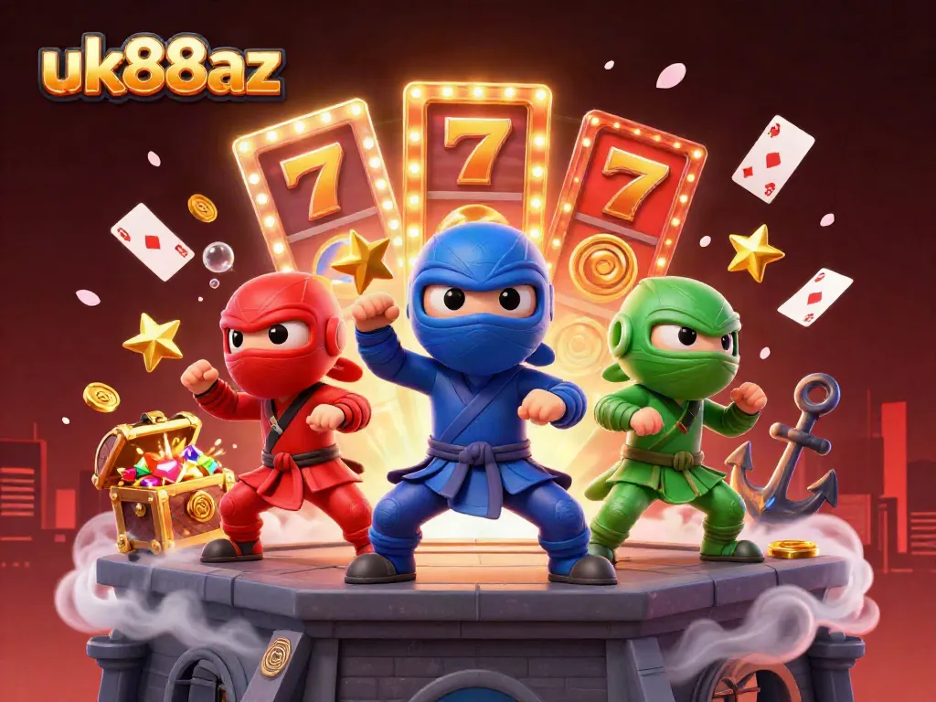 Experience thrilling slots and martial arts in this vibrant 3D scene featuring uk88az.