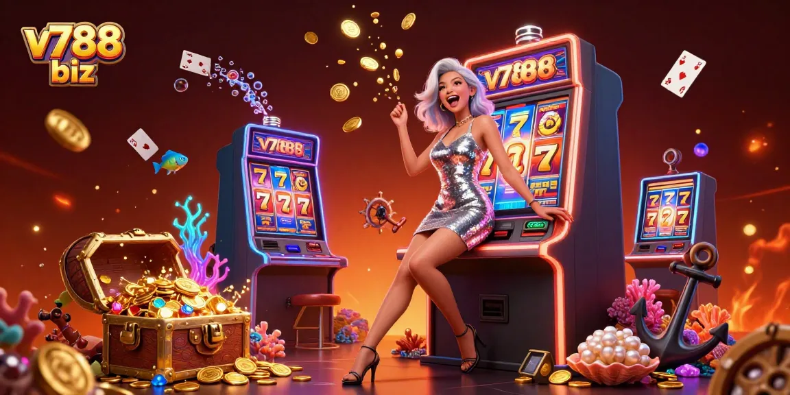 Win big at v788 biz while celebrating with a stunning jackpot display and vibrant casino elements.