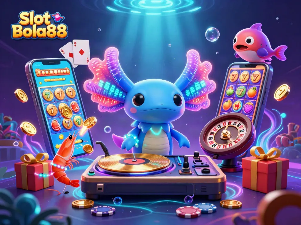 Experience thrilling spins with Slot Bola88 as playful characters ignite excitement underwater.