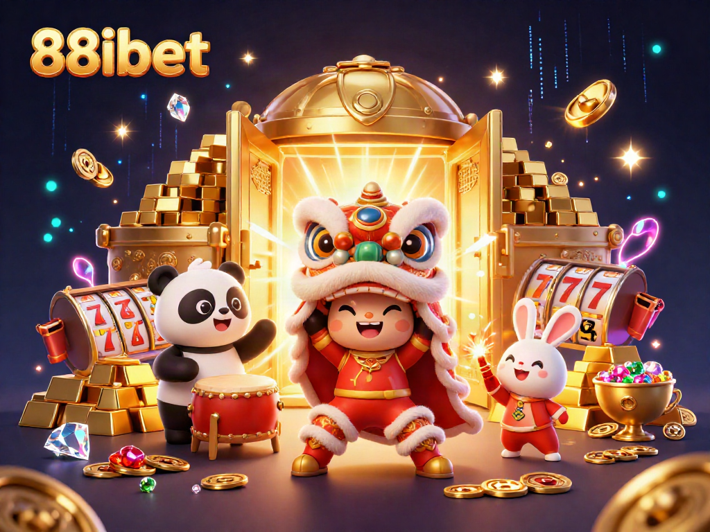 Engage with exciting games on 88ibet as characters perform a lively dance amidst a backdrop of gold.