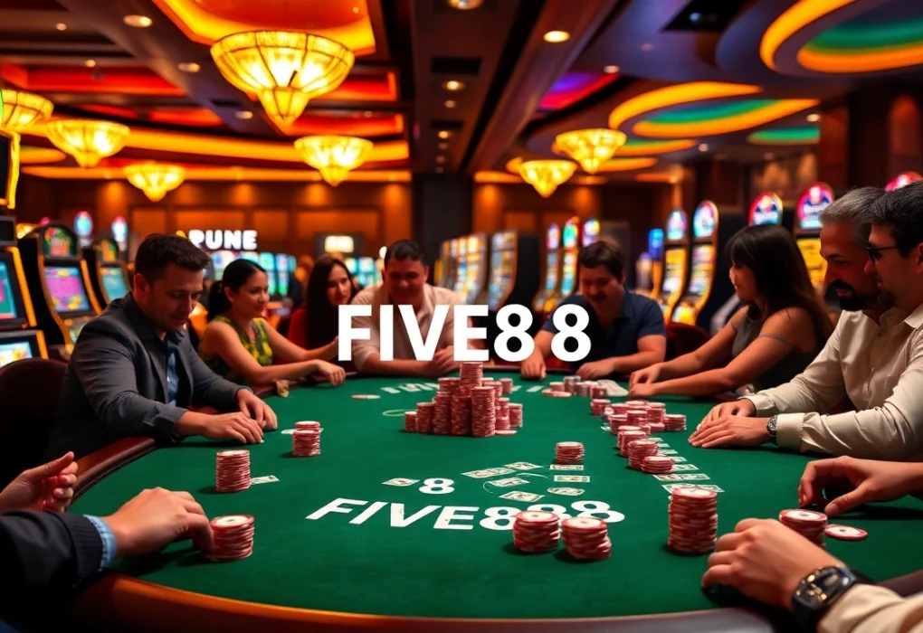 Experience the thrill of professional poker at FIVE88 with vibrant gameplay and luxury ambiance.