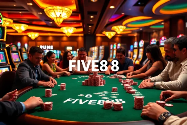Experience the thrill of professional poker at FIVE88 with vibrant gameplay and luxury ambiance.